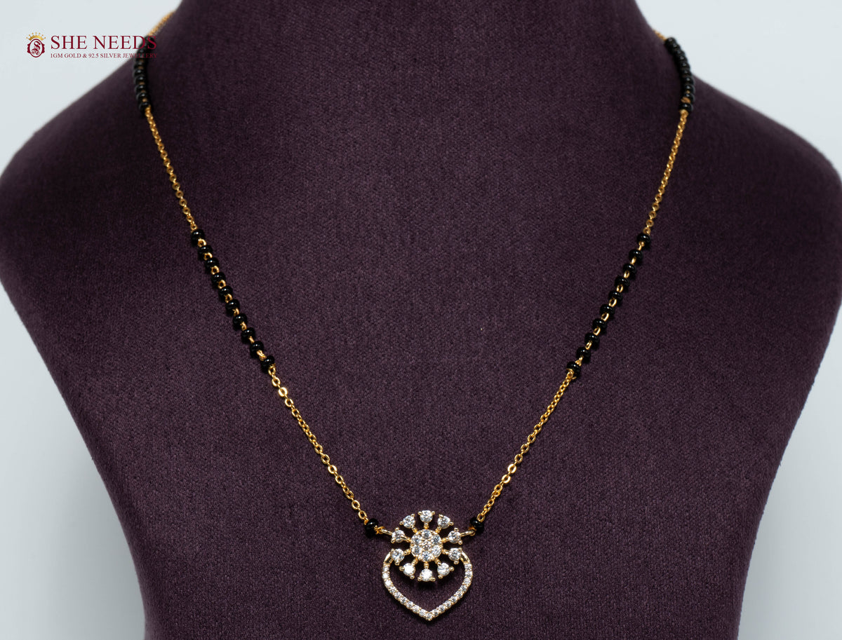 Heart Bloom American Diamond Mangalsutra Necklace
