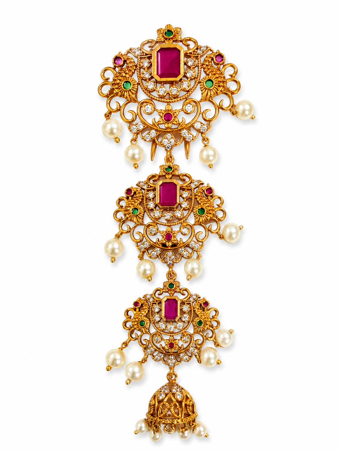 Antique Ruby Stone Jada Set with Jhumka Drop