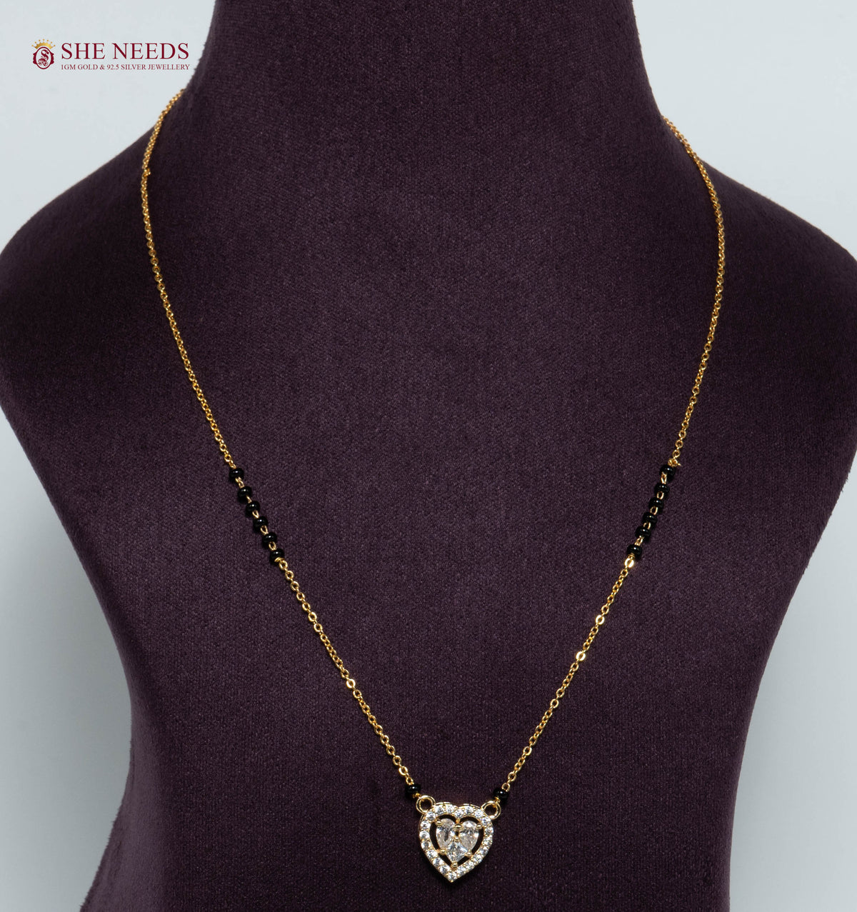Heart American Diamond Mangalsutra Necklace