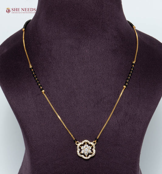 Floral American Diamond Mangalsutra Necklace