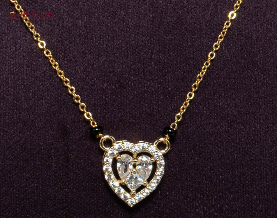 Heart American Diamond Mangalsutra Necklace