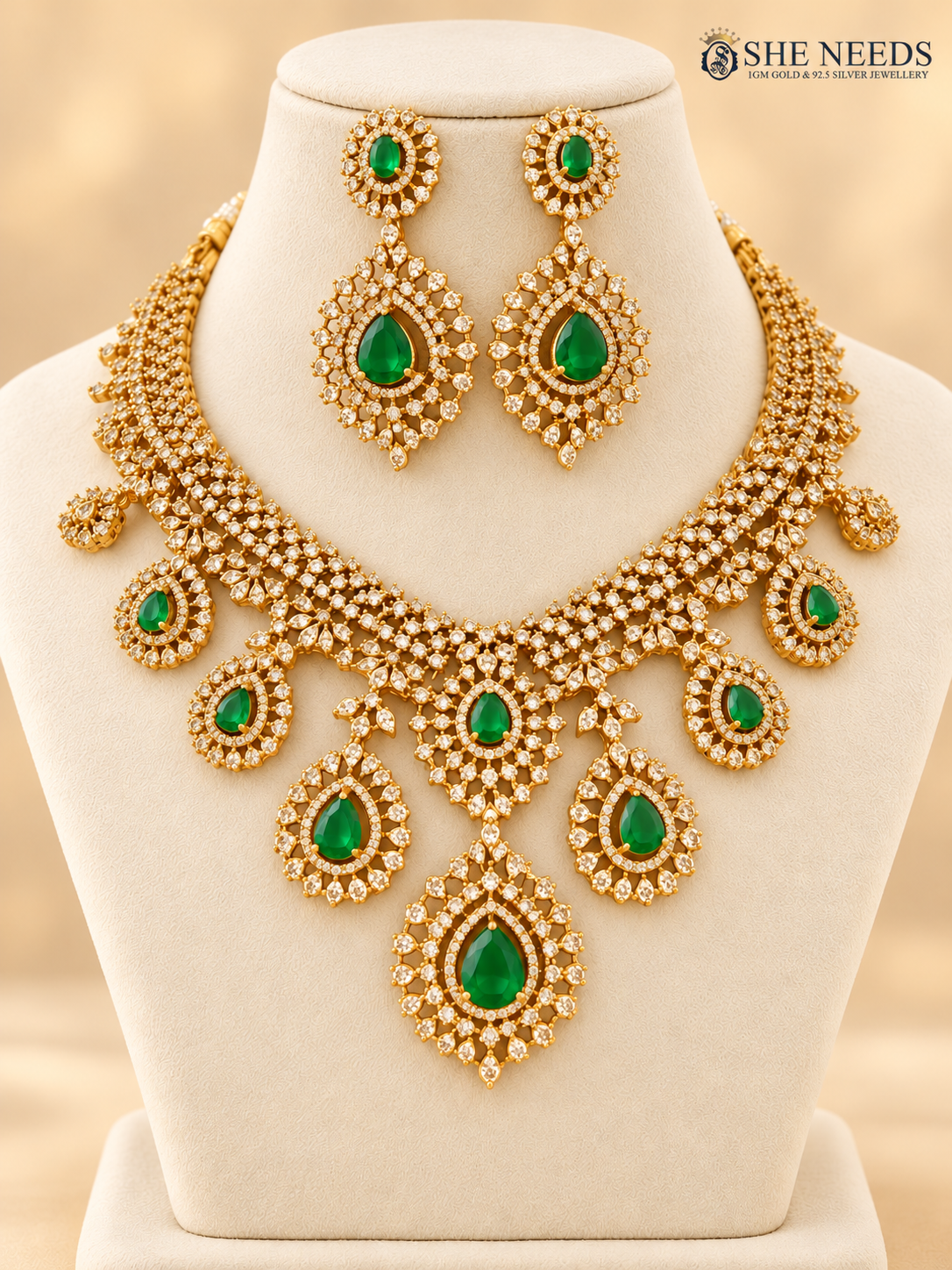Kamalika AD Floral Choker Necklace Set