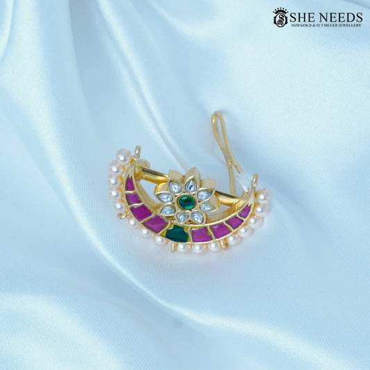 Suryudu Chandrudu Purple Kundan Pearl Hair Clip