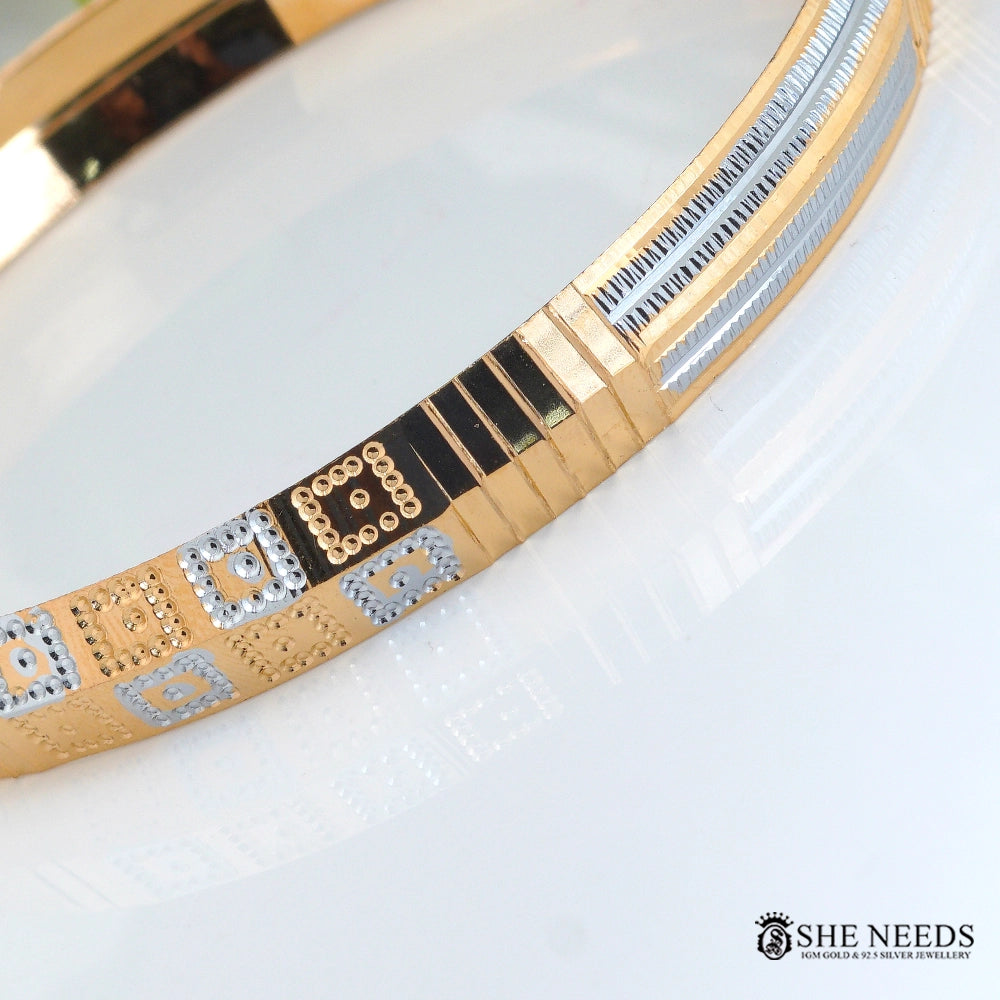 Elegant Men’s Gold & Silver Tone Bracelet | Modern Geometric Designer Kada