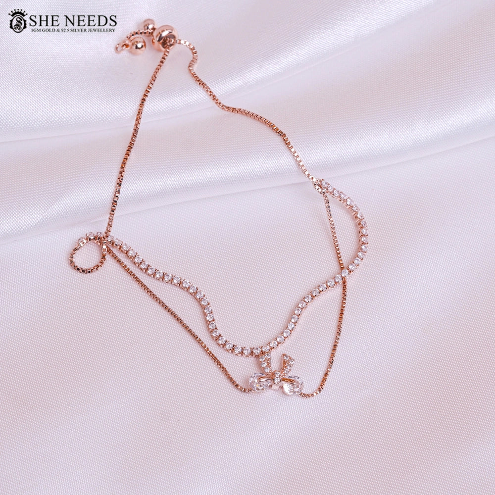 Adjustable Rose Gold Diamond Style Bracelet