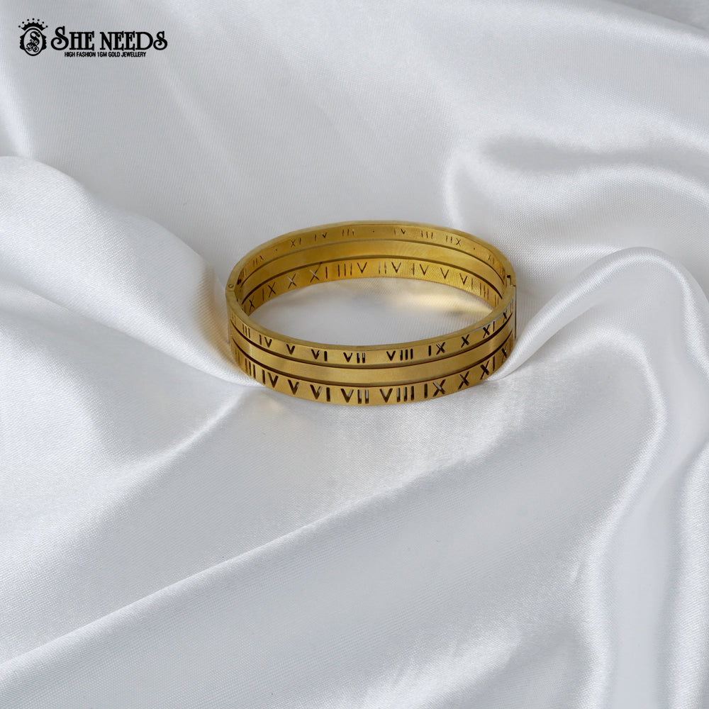 Roman Numeral Crystal Gold Finish Bracelet
