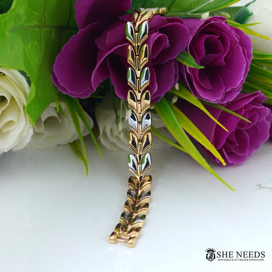 Men’s Gold & Silver Leaf Design Bracelet