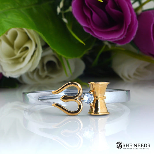 Om & Trishul Gold-Silver Bracelet for Men