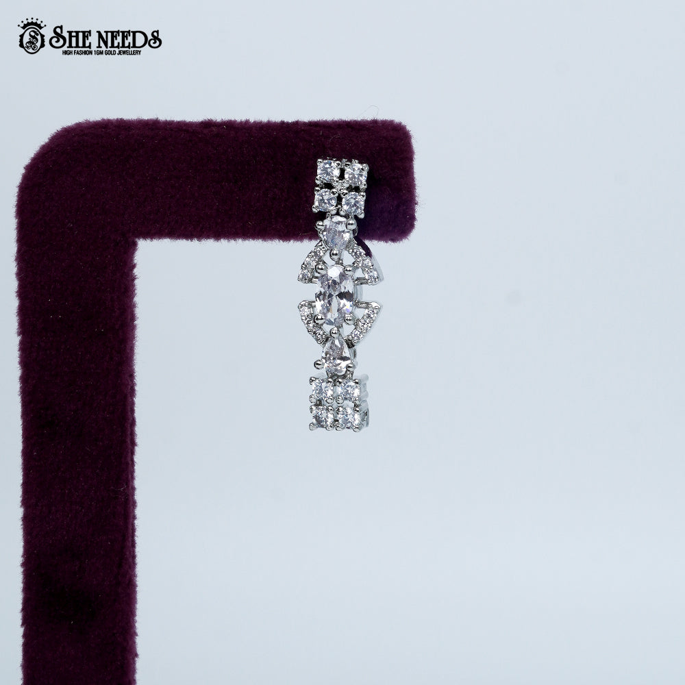 Elegant Oval Link Rhodium Silver Necklace