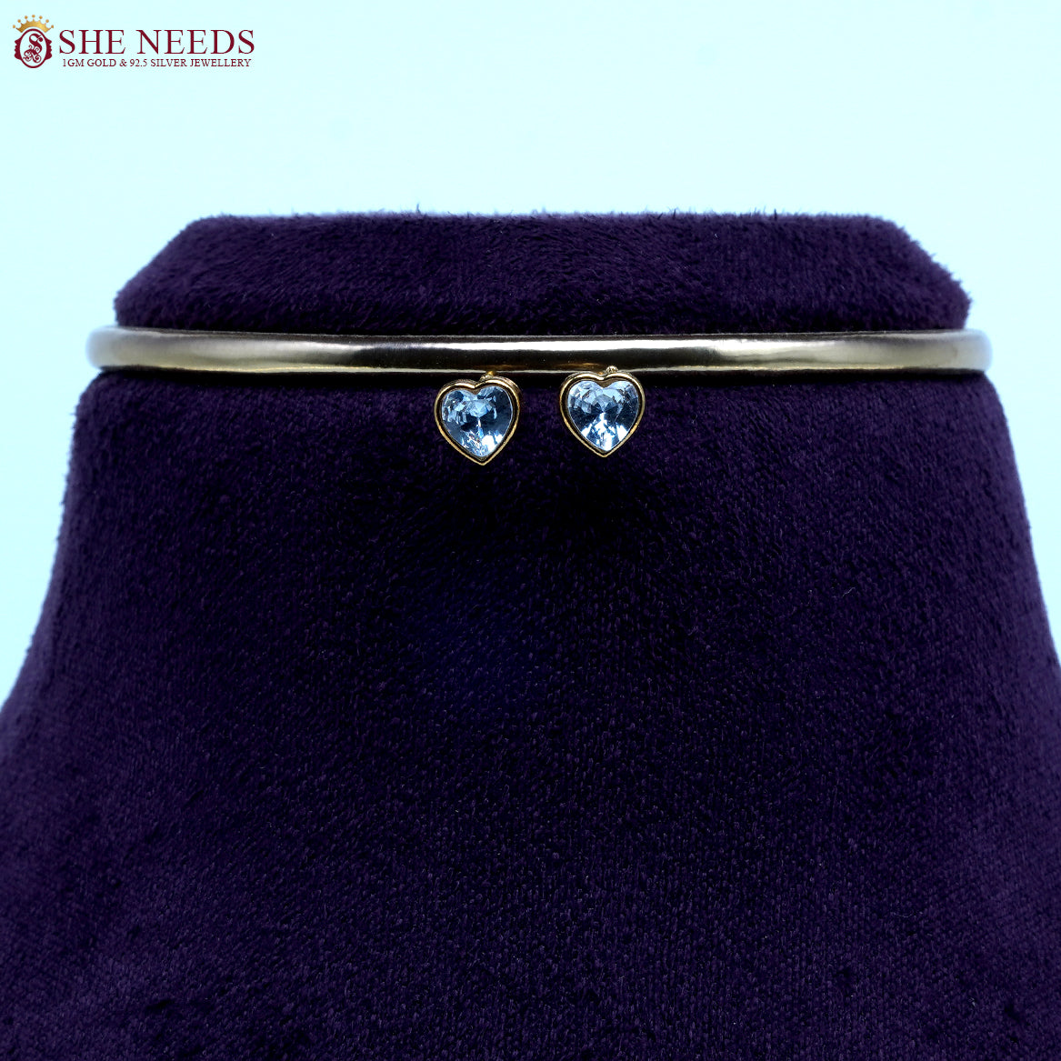 Stone Drop Curve Gold Necklace
