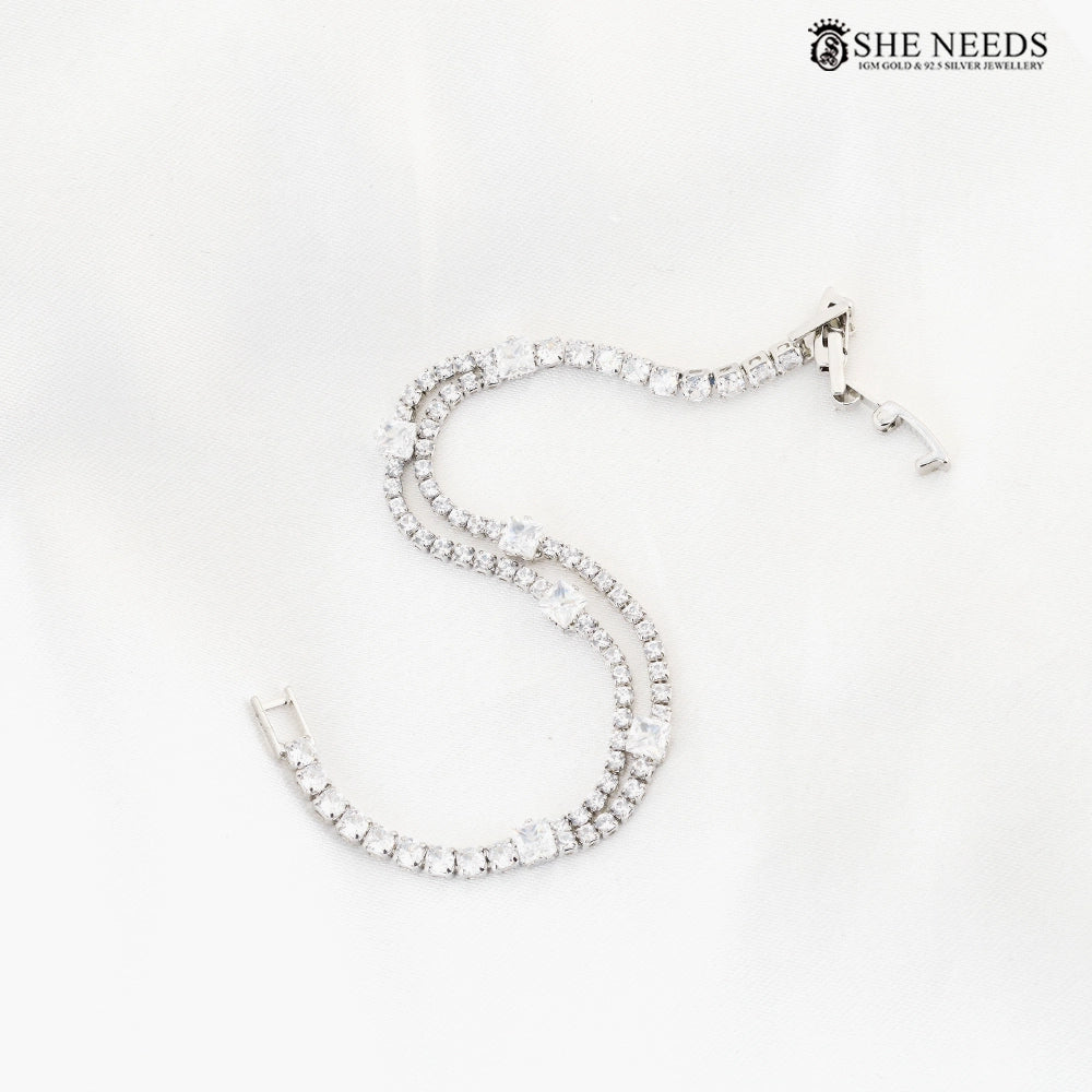 Crystal clear CZ Adjustable Bracelet with Halo Design