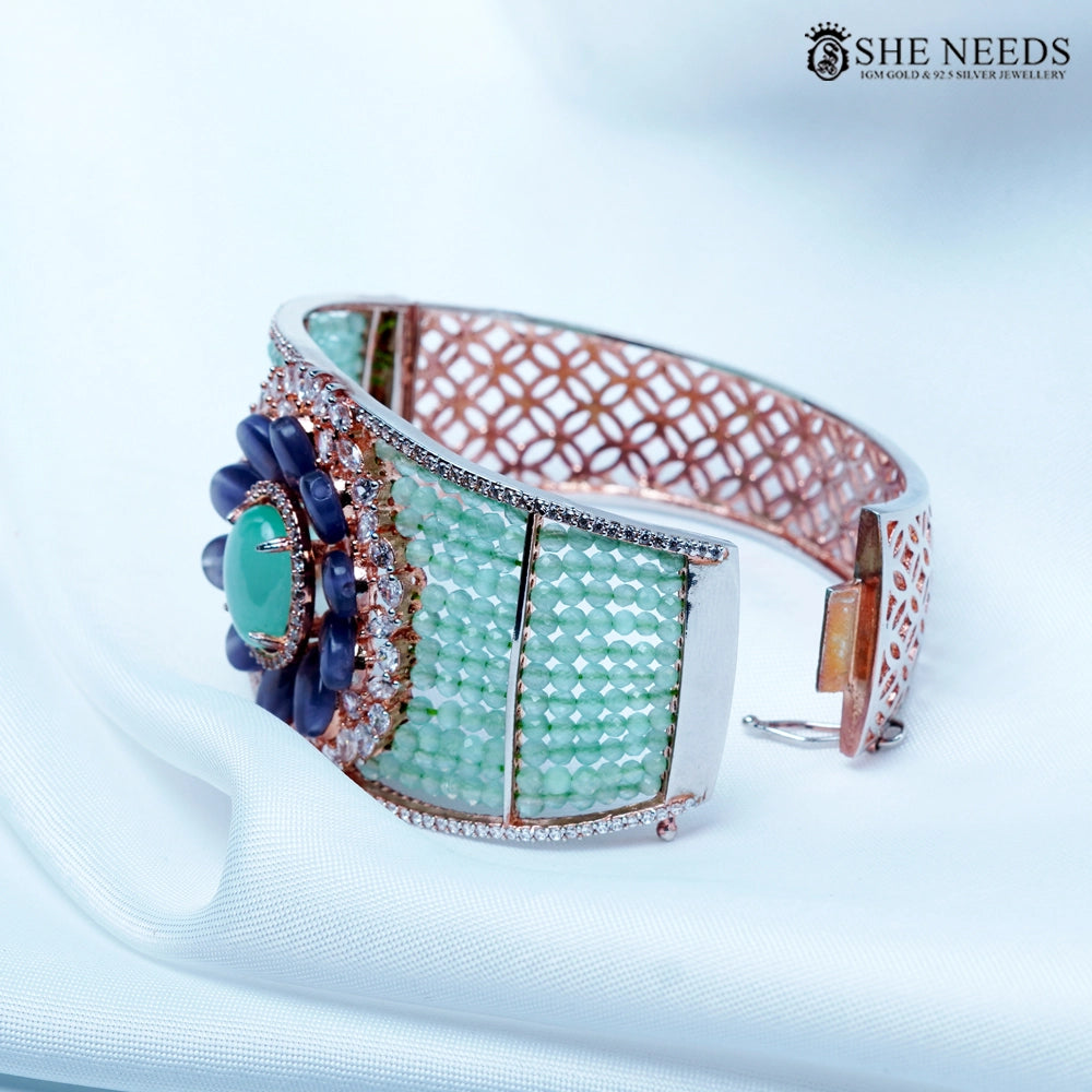 Aqua Bloom Crystal Statement Bracelet