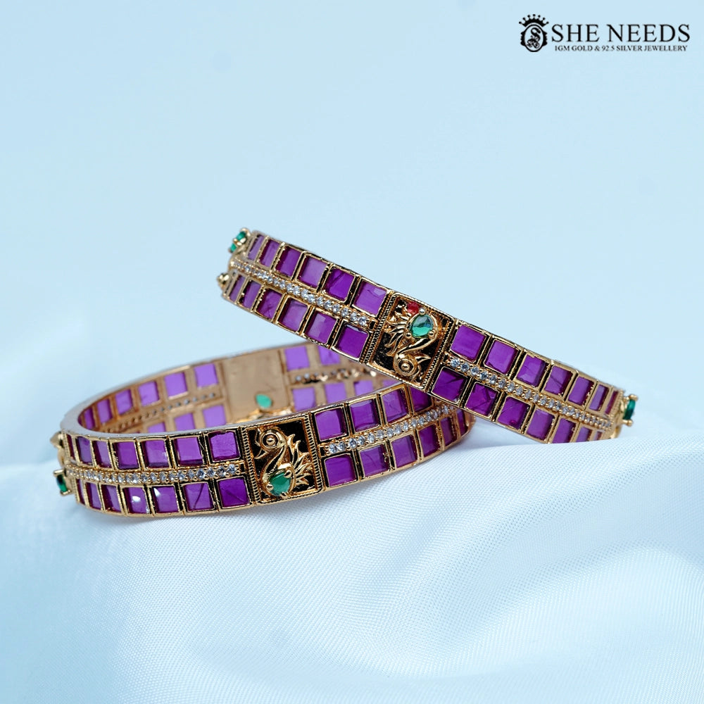 Royal Violet Kemp CZ Gold Finish Bangles