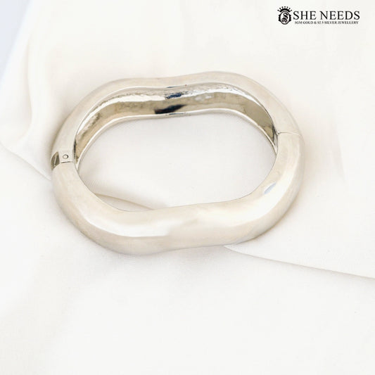 Minimal silver finish oval bangle bracelet for women – She Needs Jewellery