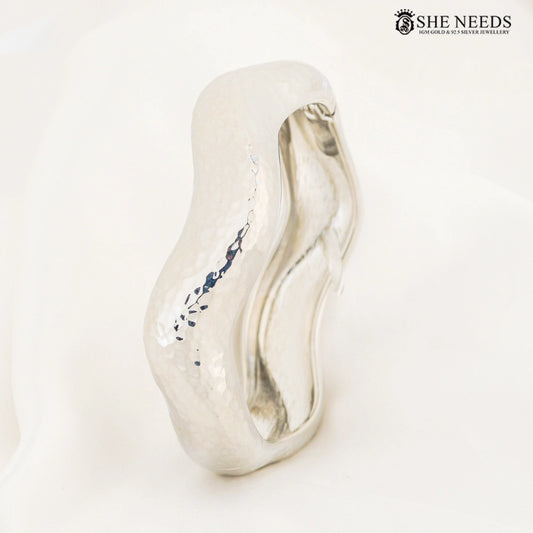 Minimal silver finish oval bangle bracelet for women – She Needs Jewellery