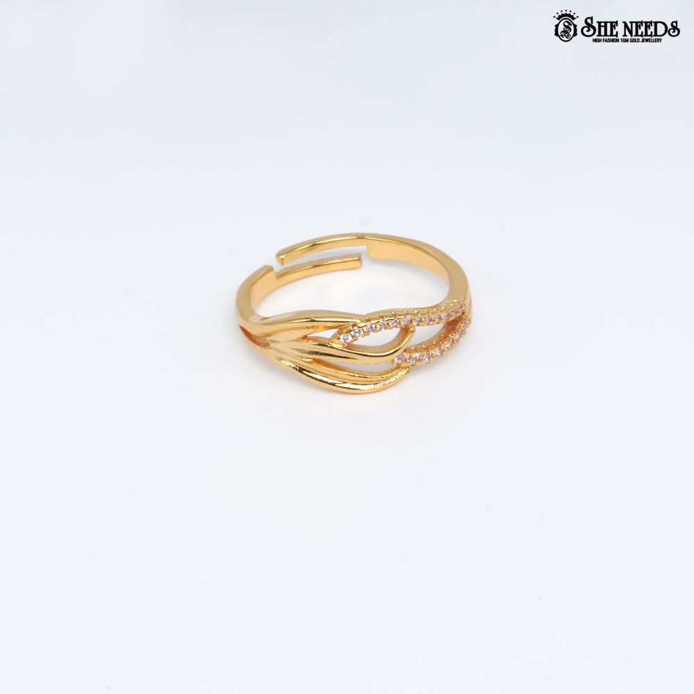 Gold Plated Crystal Wave Adjustable Ring