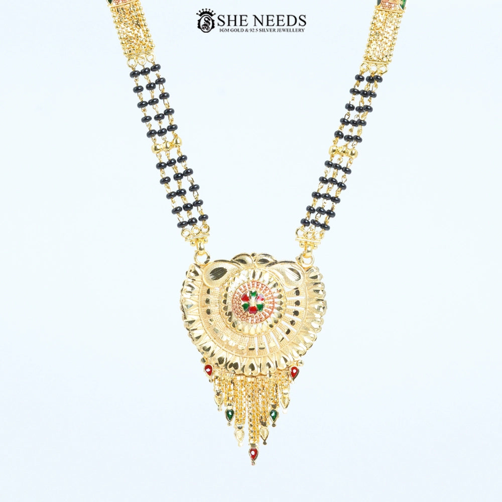 Rajeshwari Gold Plated Traditional Mangalsutra with Designer Pendant