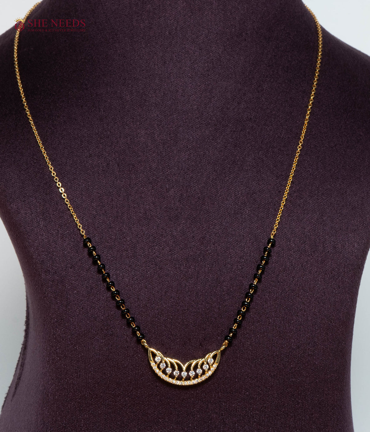 Crescent American Diamond Mangalsutra Necklace