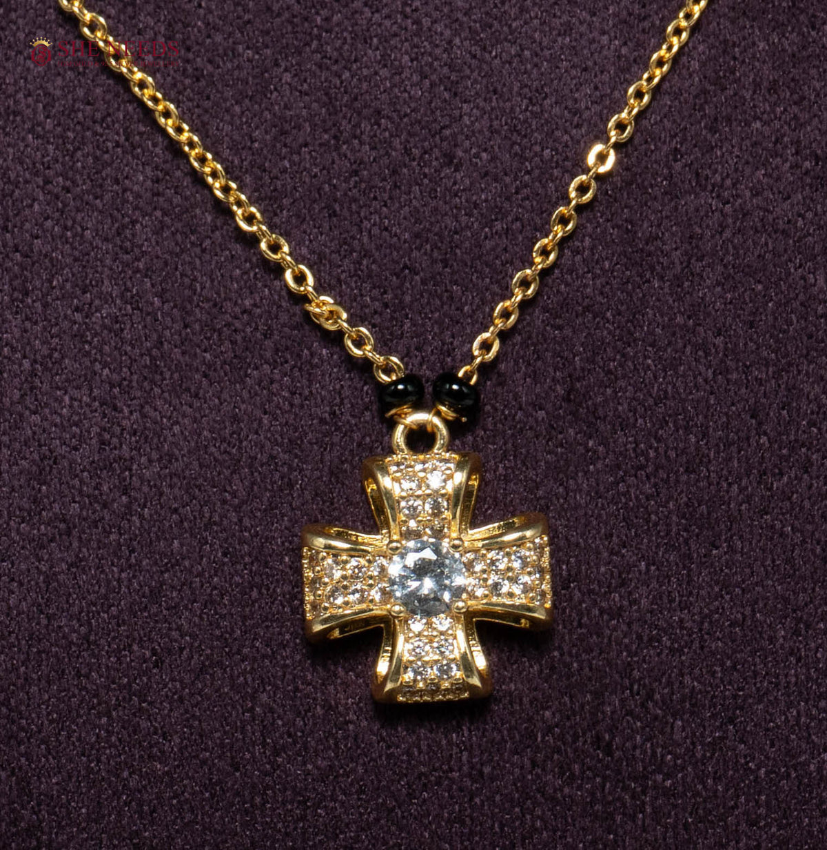 Astera Cross American Diamond Mangalsutra