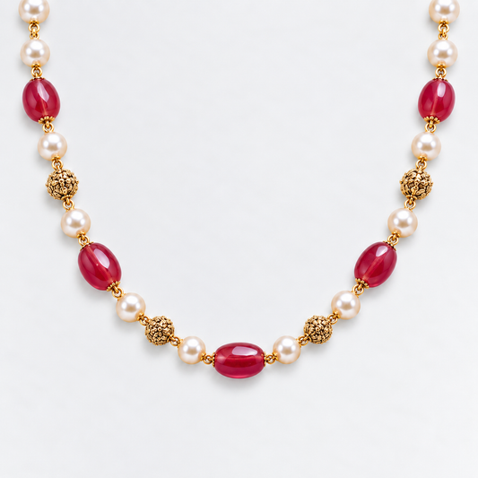 Crimson Glow Pearl Necklace