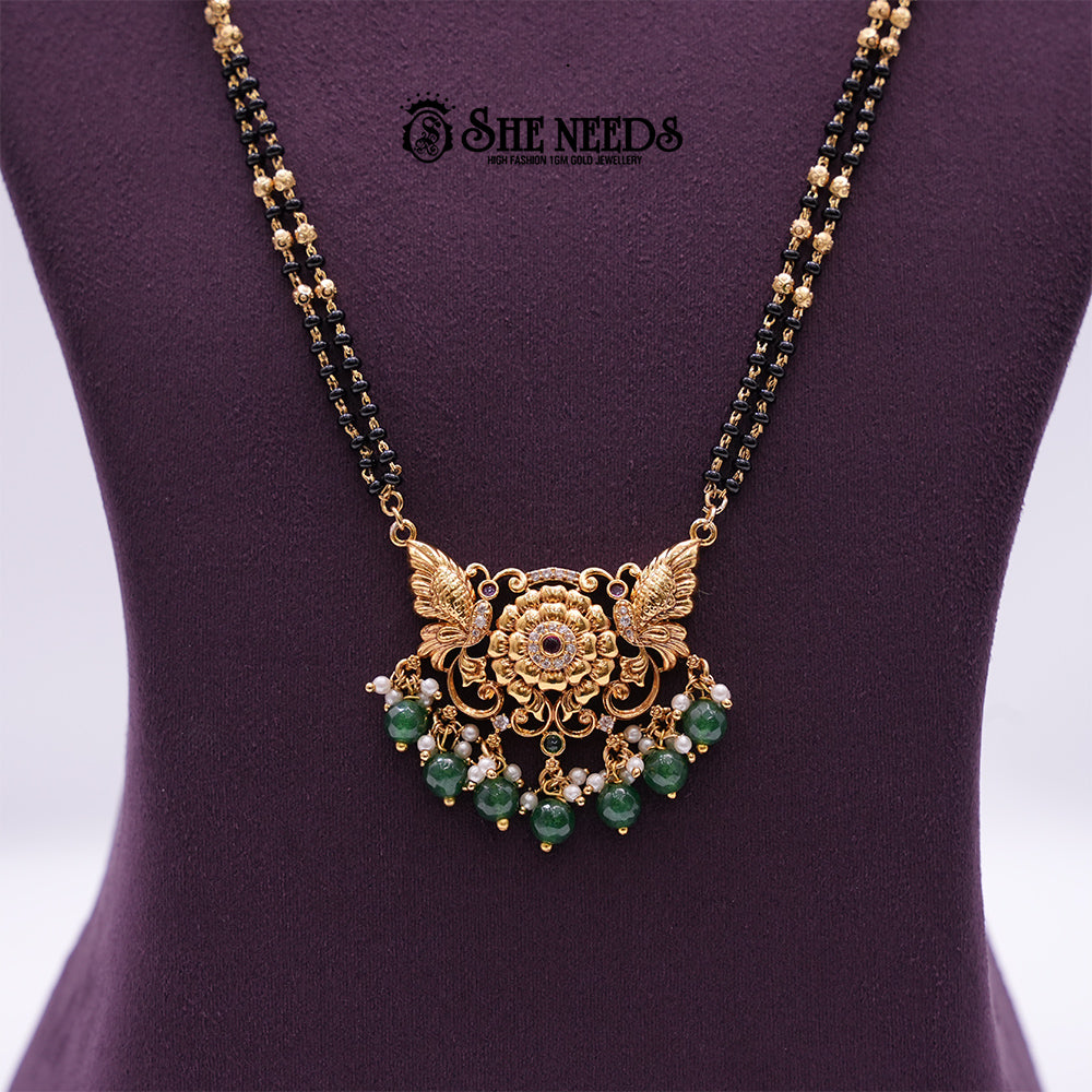 Mangalsutra Necklace BLACK BEADS long