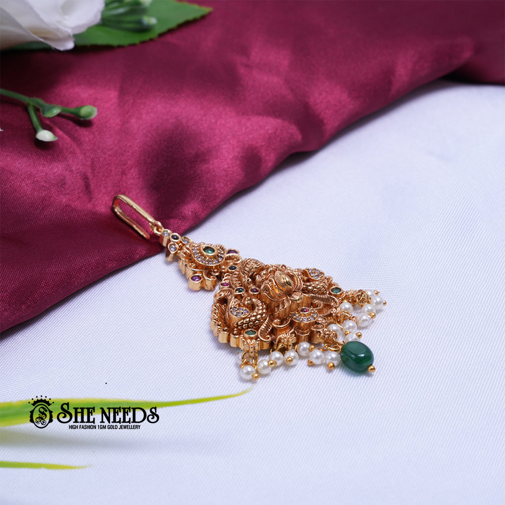 Temple Lakshmi Green Drop Tikka