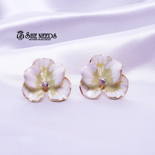 Pearl White Blossom Studs