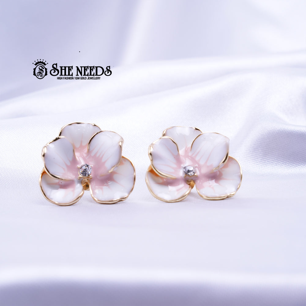 Pearl White Blossom Studs