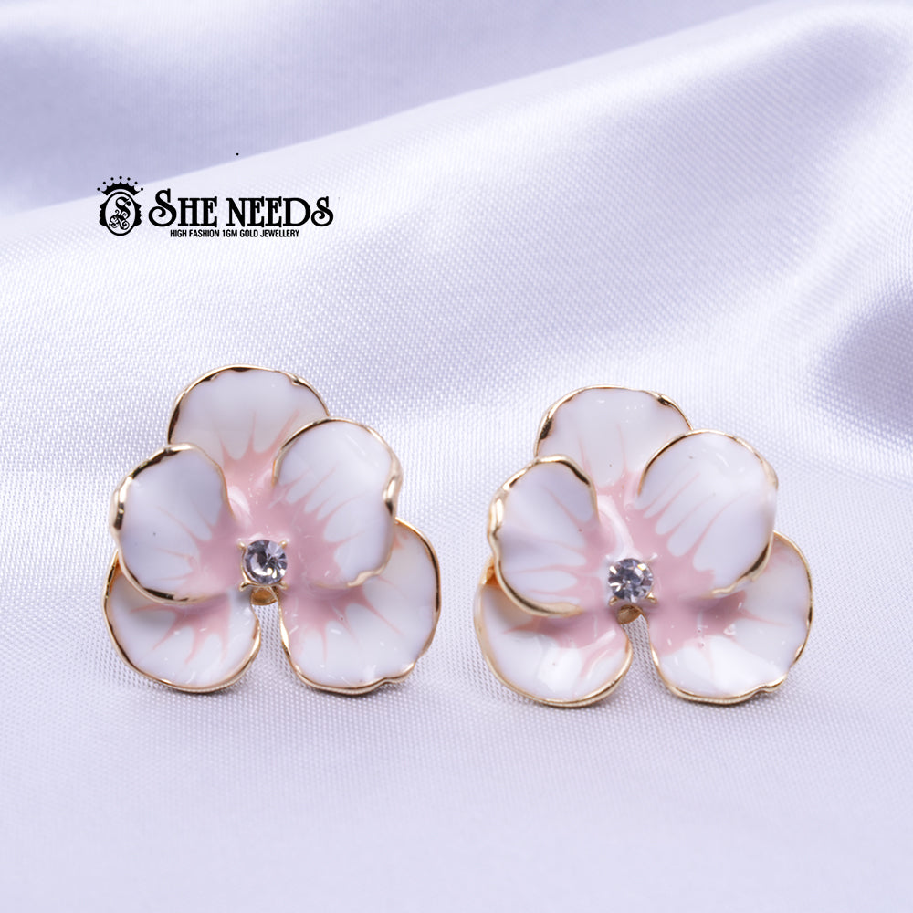 Pearl White Blossom Studs