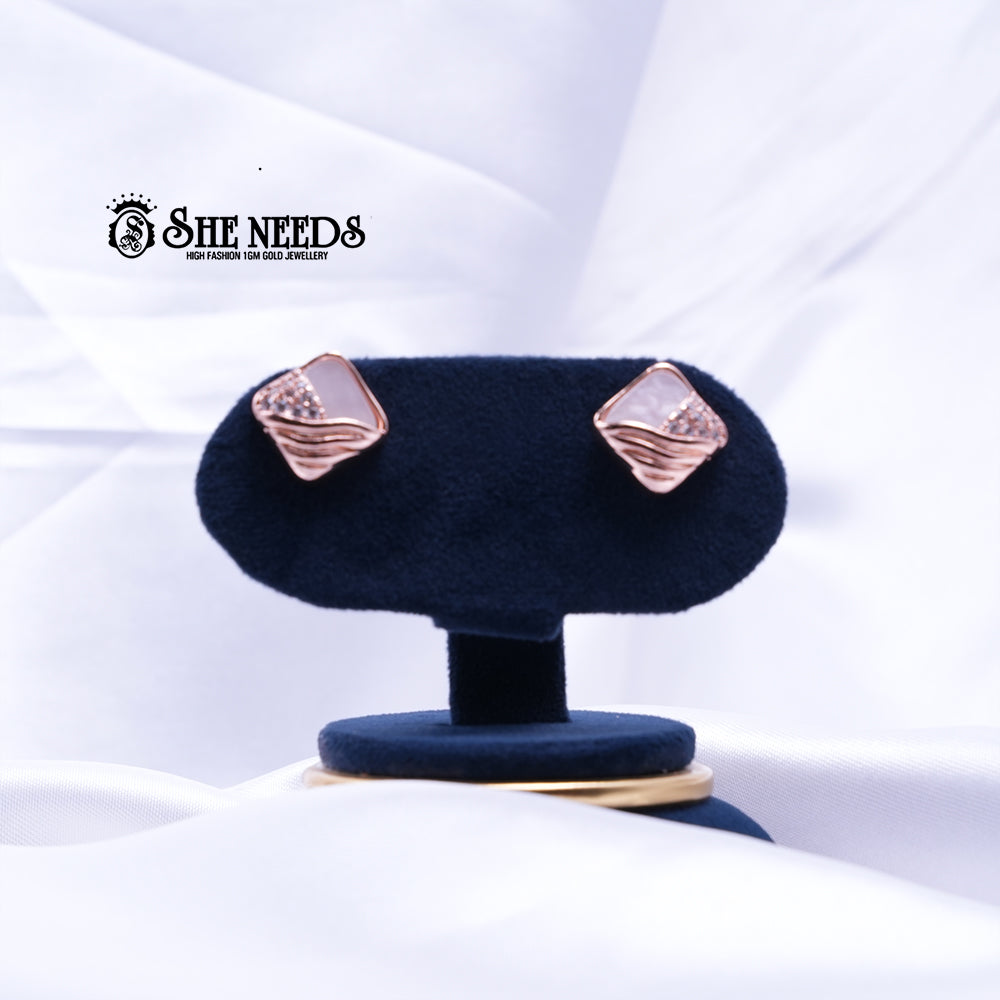 Rose Gold Wave Studs