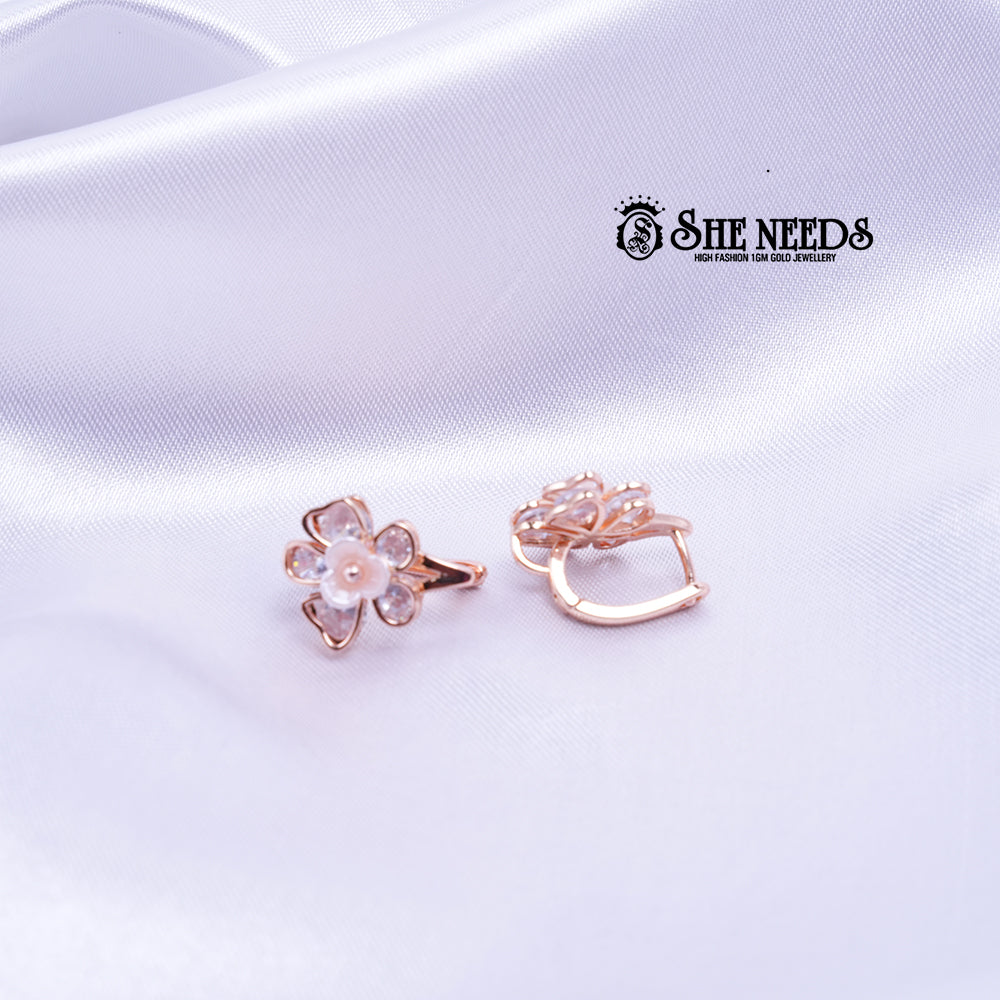 Floral Crystal Clip-on Earrings