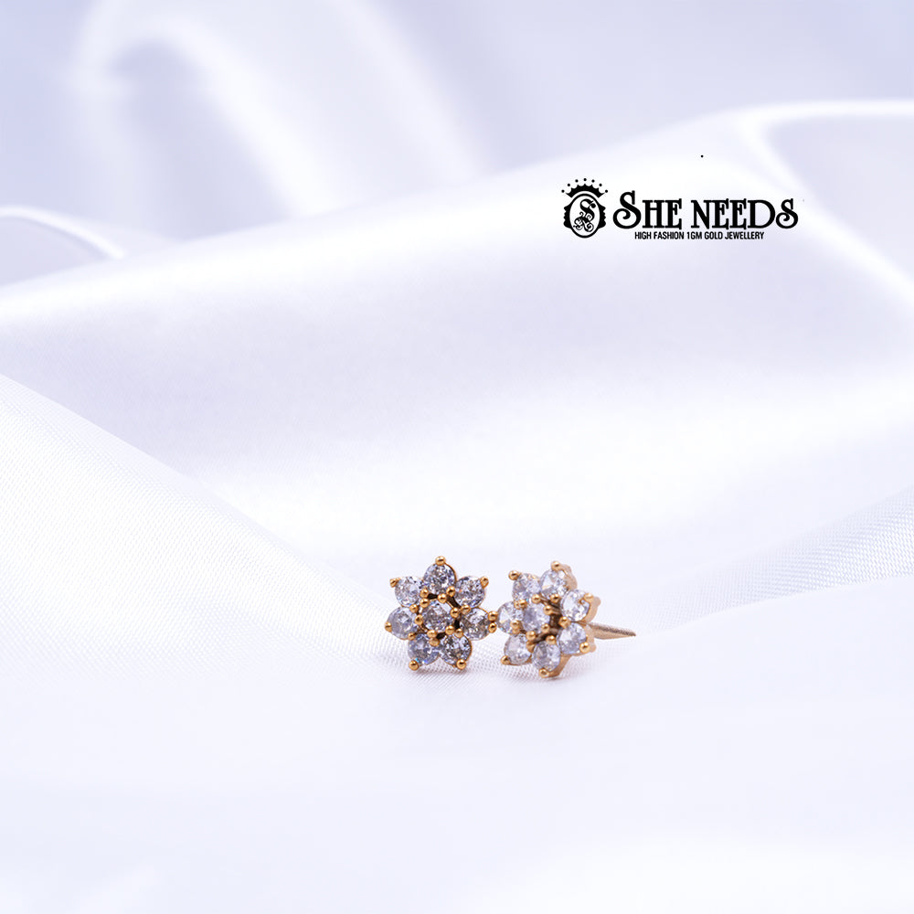 Dual Lotus & Floral CZ Studs