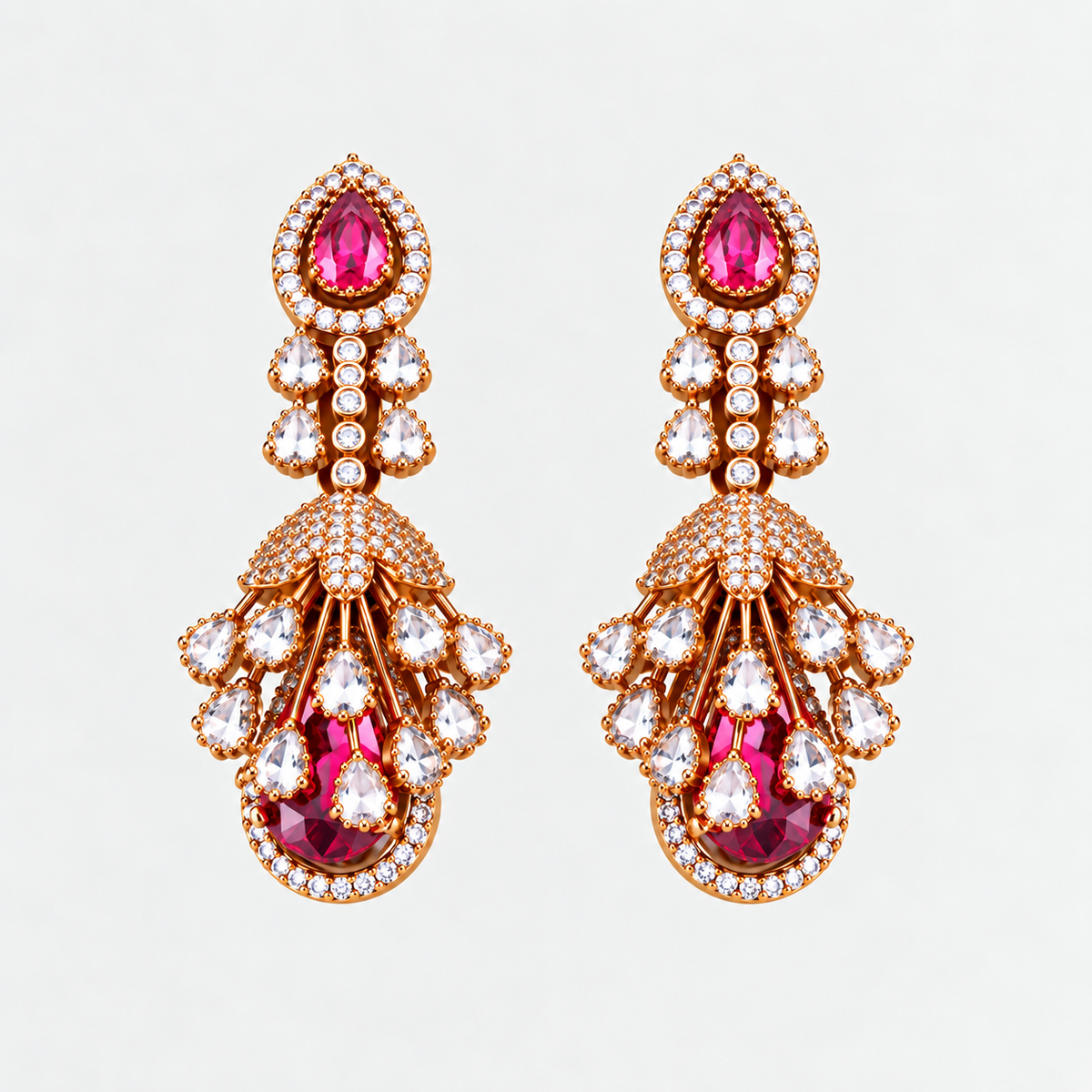 Gold Plated American Diamond Statement Drop Earrings