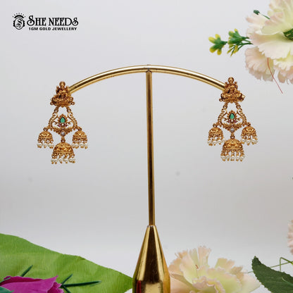 “Gold-plated chandbali jhumka earrings with traditional design for women”