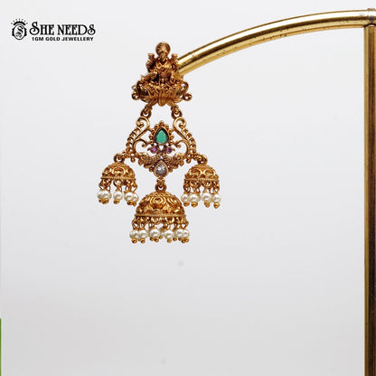 “Gold-plated chandbali jhumka earrings with traditional design for women”