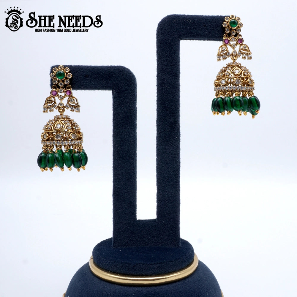 Gold Plated Traditional Bead Jhumkas