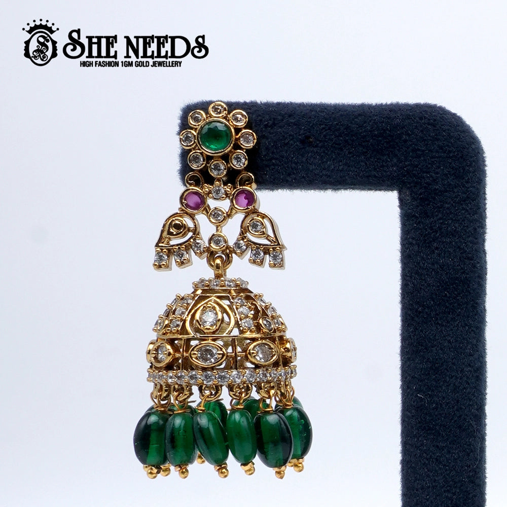 Gold Plated Traditional Bead Jhumkas