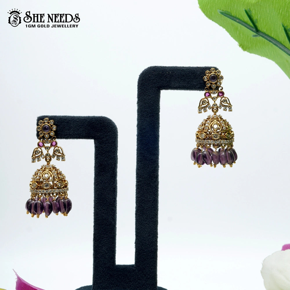 Gold Plated Traditional Bead Jhumkas
