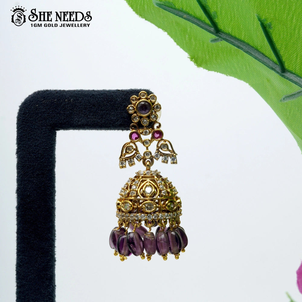 Gold Plated Traditional Bead Jhumkas