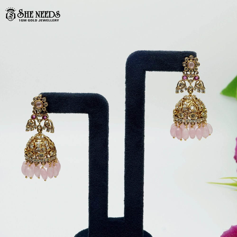 Gold Plated Traditional Bead Jhumkas