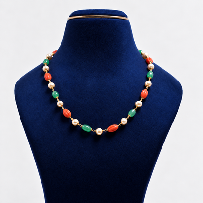 Coral & Emerald Pearl Harmony Necklace