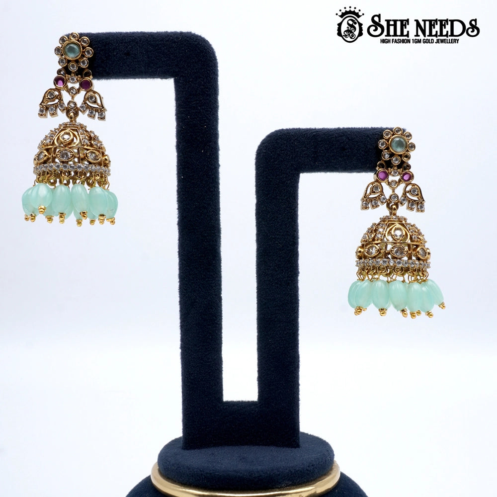 Gold Plated Traditional Bead Jhumkas