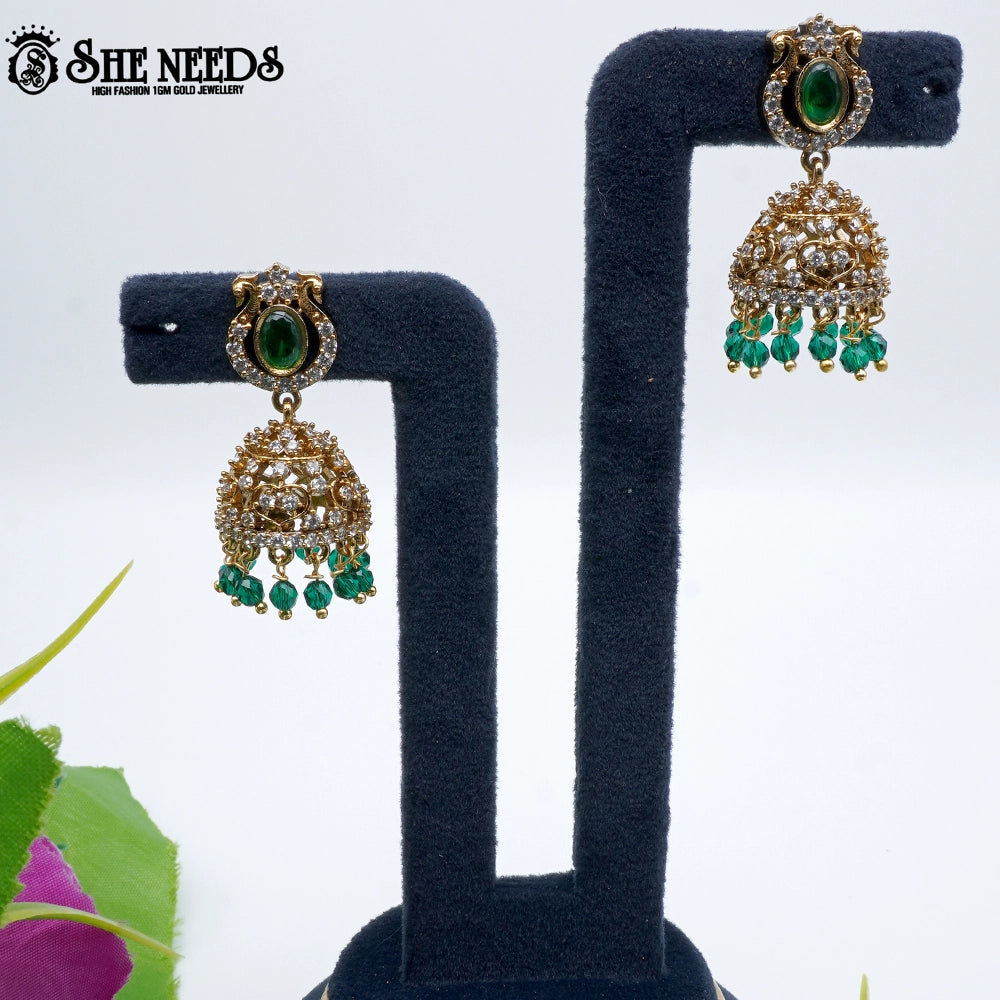 Oval Stone Temple Jhumka