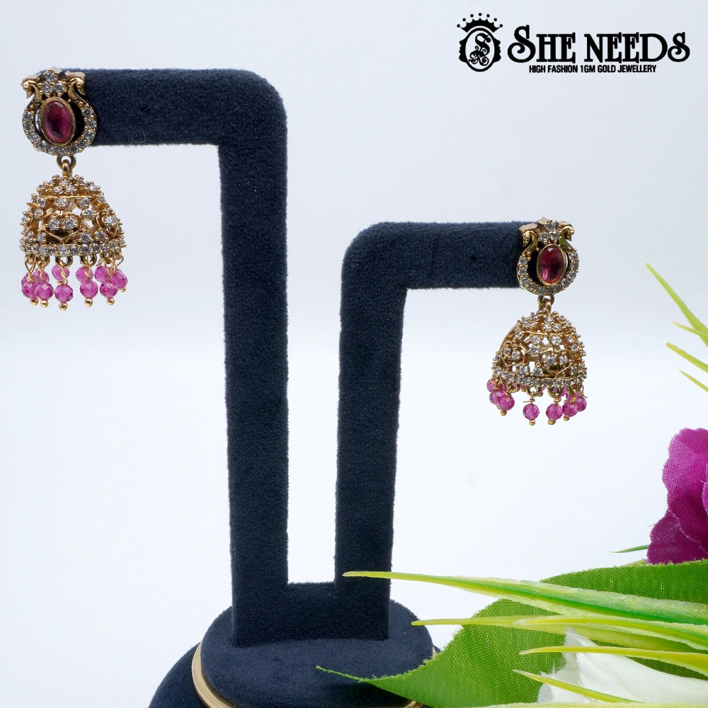 Oval Stone Temple Jhumka