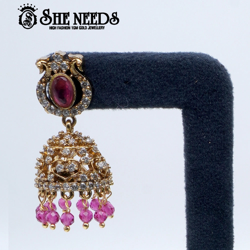 Oval Stone Temple Jhumka