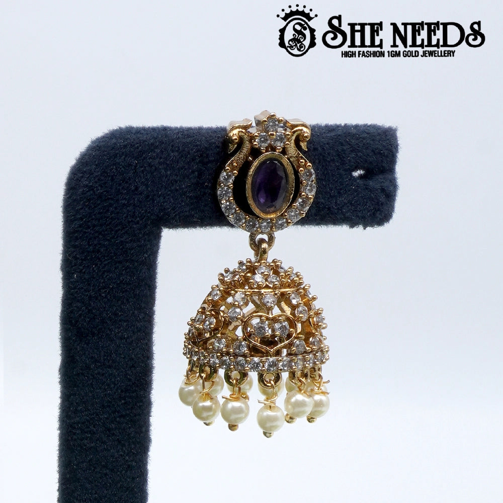 Oval Stone Temple Jhumka