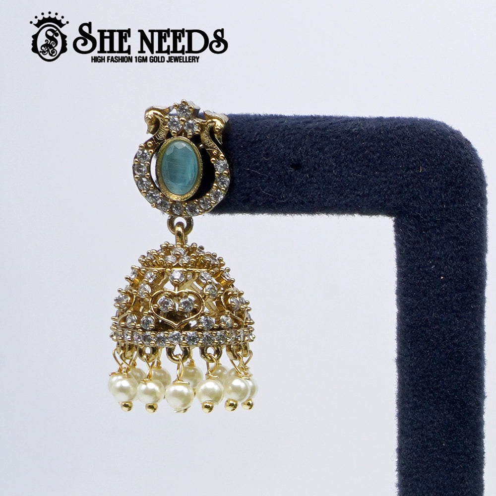 Oval Stone Temple Jhumka