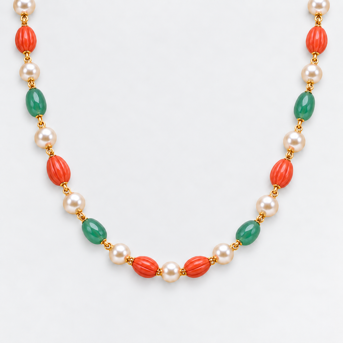 Coral & Emerald Pearl Harmony Necklace