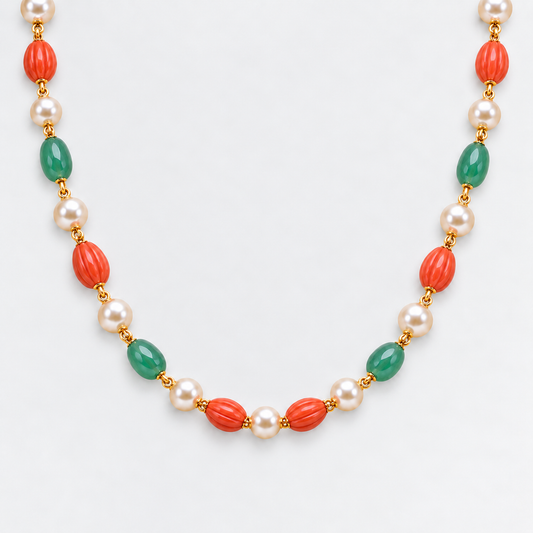Coral & Emerald Pearl Harmony Necklace