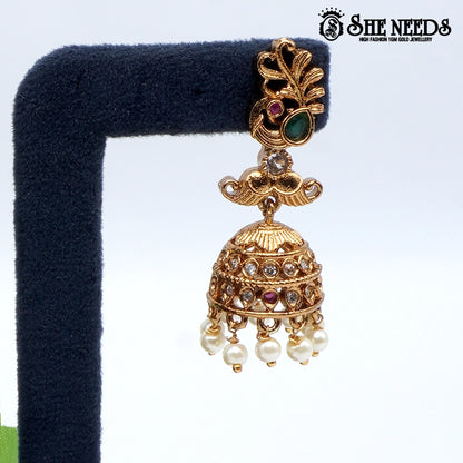 Peacock Crest Temple Jhumka